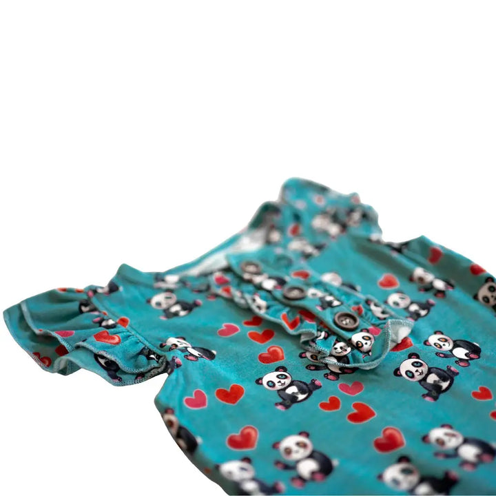 Pandas and Hearts Ruffle Romper - Pure Bambinos