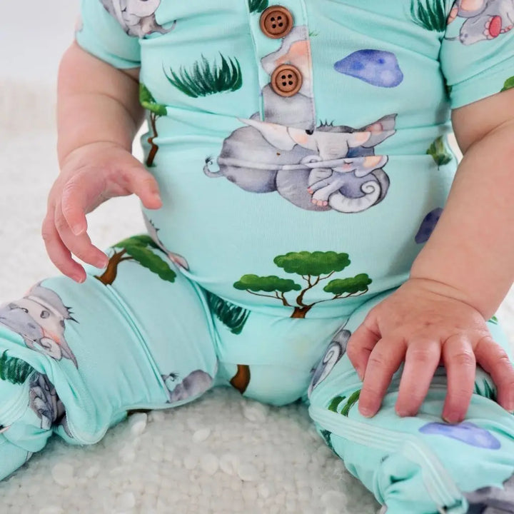 Elephants Convertible Romper - Pure Bambinos