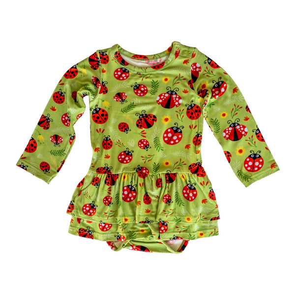 Ladybugs Long Sleeve Bodysuit Twirl Dress - Pure Bambinos