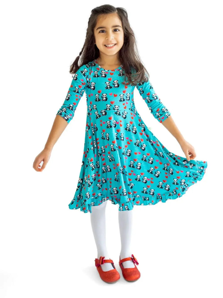 Pandas and Hearts Journey Dress - Pure Bambinos