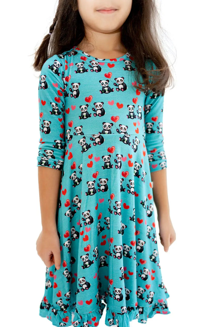 Pandas and Hearts Journey Dress - Pure Bambinos