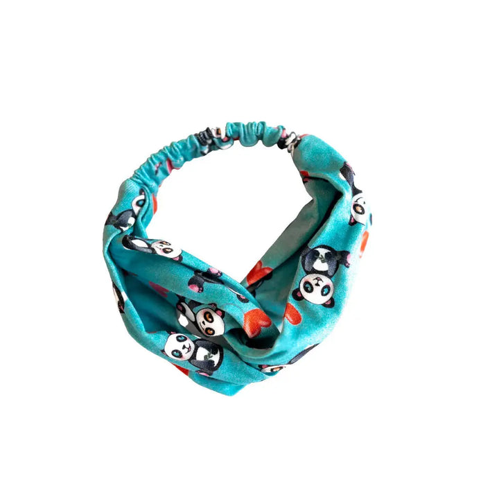 Pandas and Hearts Knotted Headband - Pure Bambinos