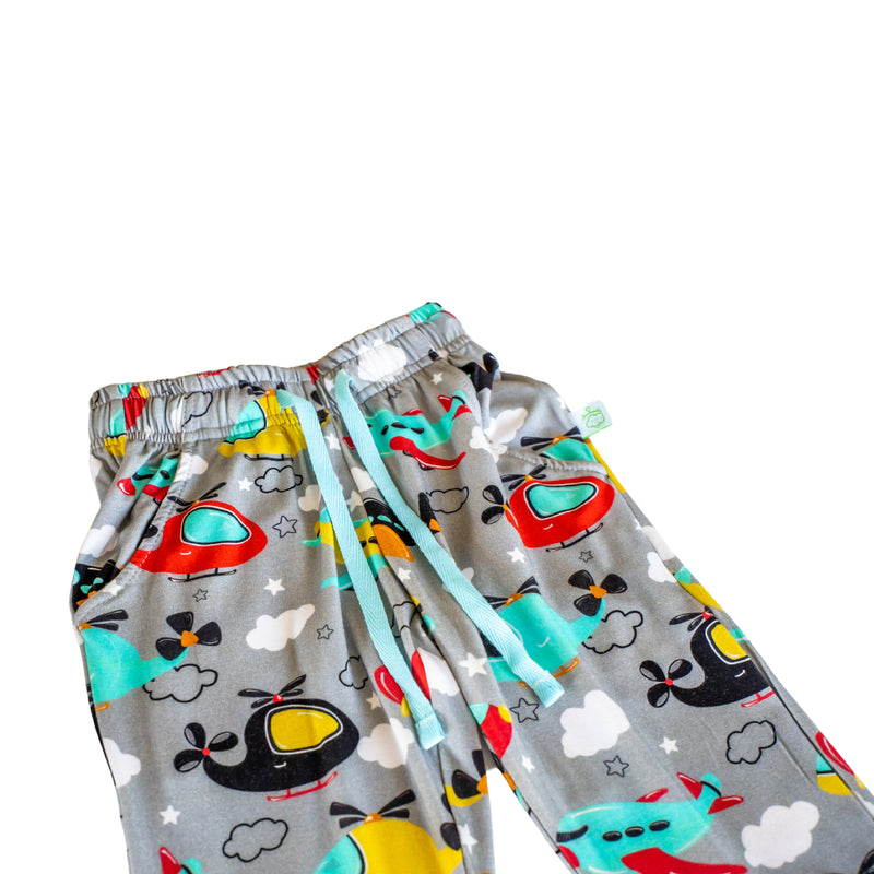 bamboo kids joggers, planes kids joggers, helicopter kids joggers