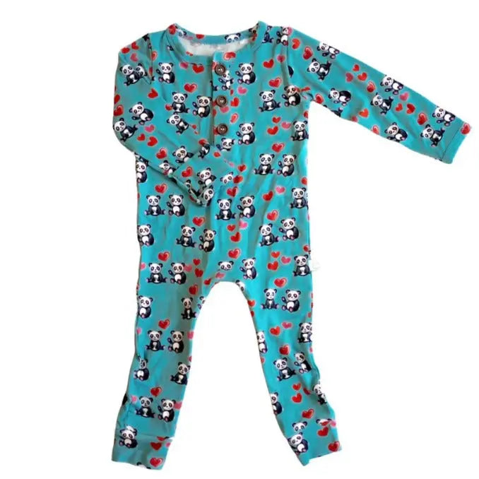 Pandas and Hearts Romper - Pure Bambinos