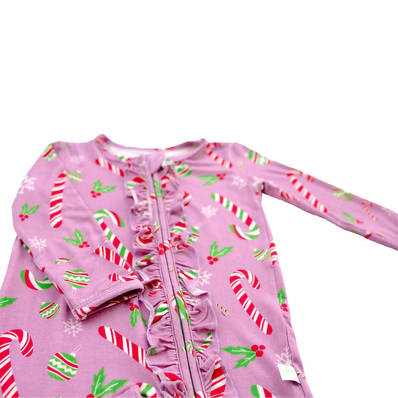 The one with the Candy Canes Ruffle Footie - Pure Bambinos