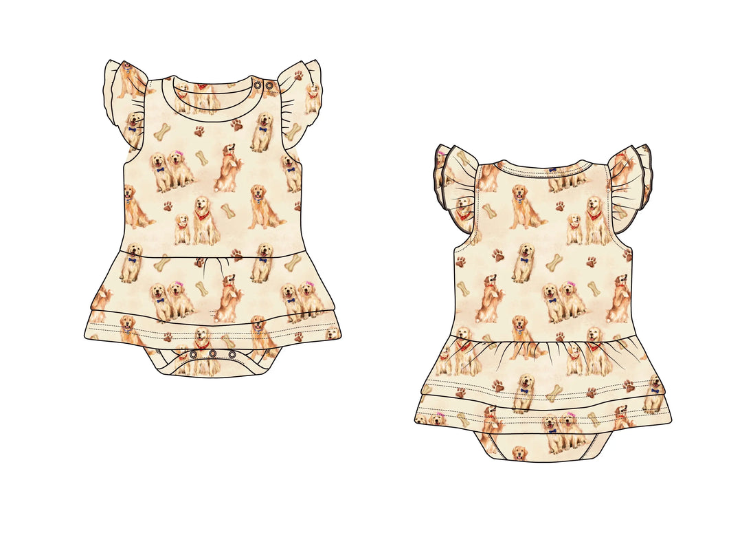 PREORDER Golden Retriever Twirl Bodysuit Dress - Pure Bambinos